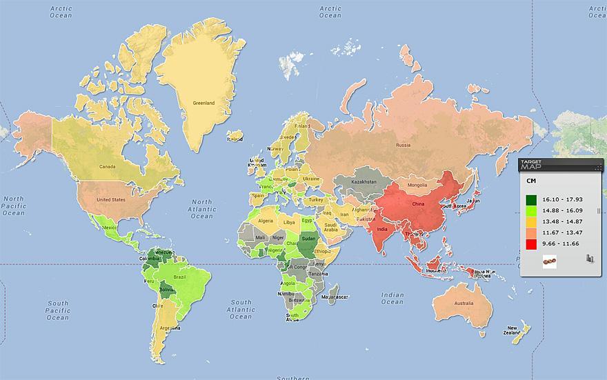5 Cartes du Monde pour classer les pays par tailles de seins, de pénis, beauté, etc.