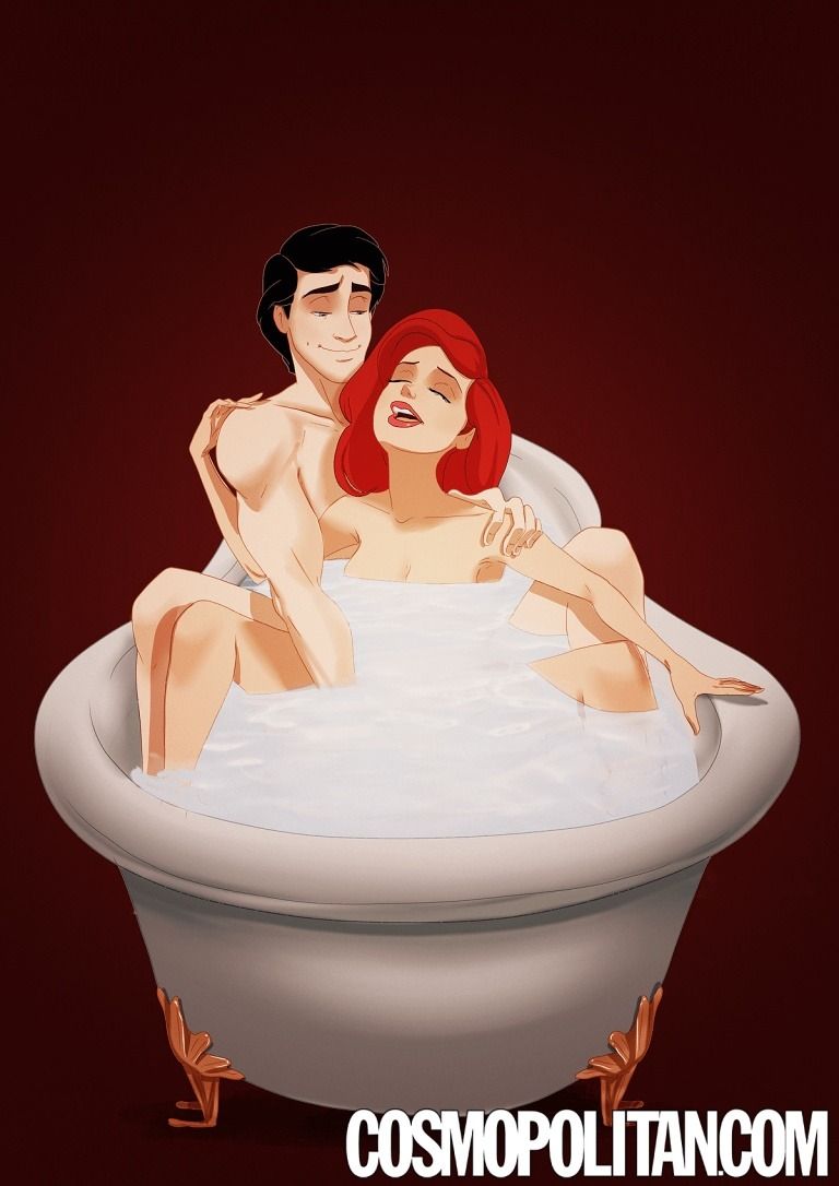 Eric doigte Ariel la Petite Sirène dans son bain