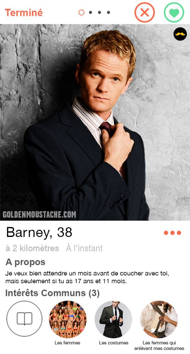 Les profils Tinder de 30 personnages de série : Barney, Ross, Jack Bauer, Penny, Buffy, Dexter et beaucoup d'autres