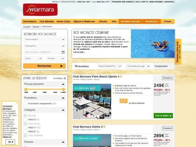 Vacances célibataires marmara gratuit