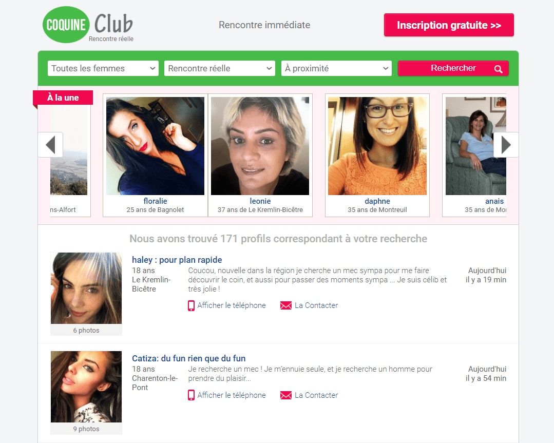 Coquine club gratuit